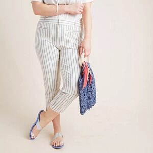 ✨ 2/$35 Anthropologie The Essential Capri Trousers 0 Slim Striped Cropped Pants